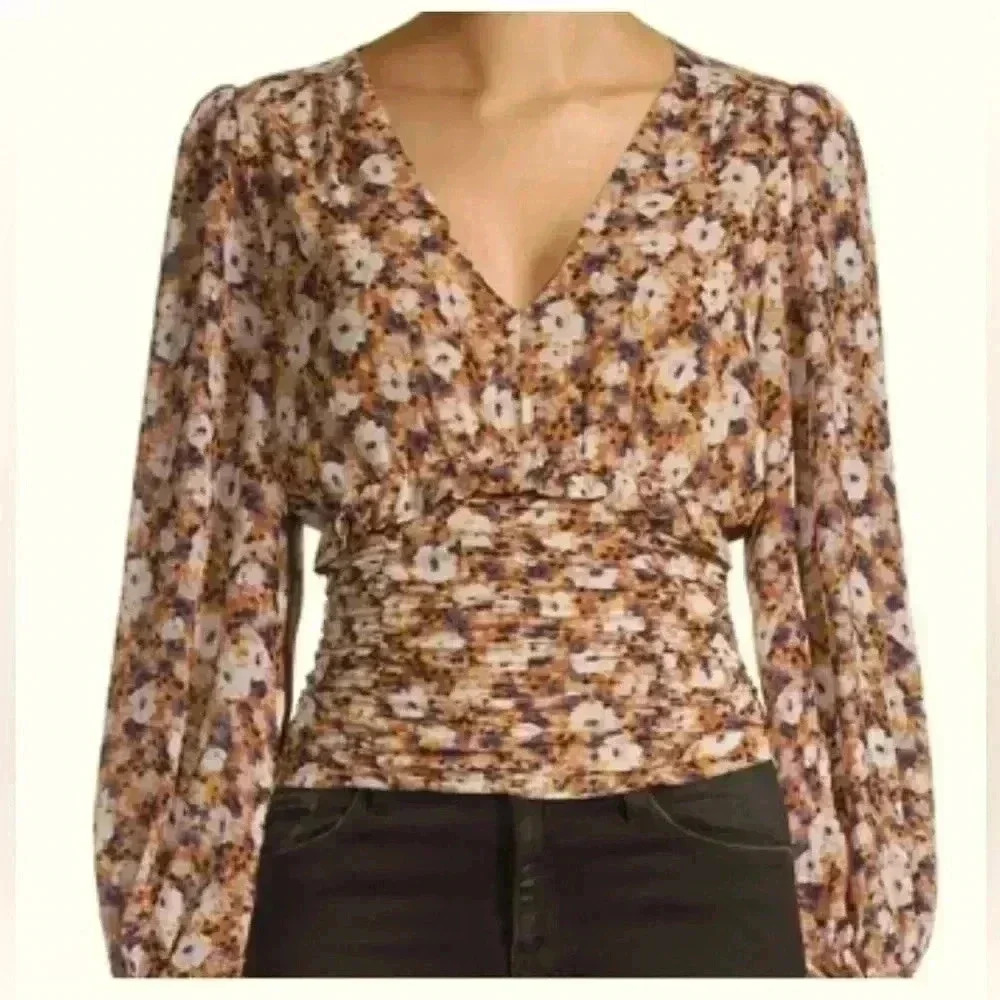 Astr The Label Size Medium Multicolor Ruched Flor… - image 1